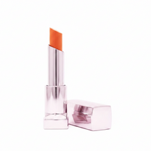 Maybelline Color Sensational Shine Compulsion Lipstick in shade 080 Arousing Orange with a vibrant orange hue and glossy, moisturizing finish in sleek lipstick packaging.