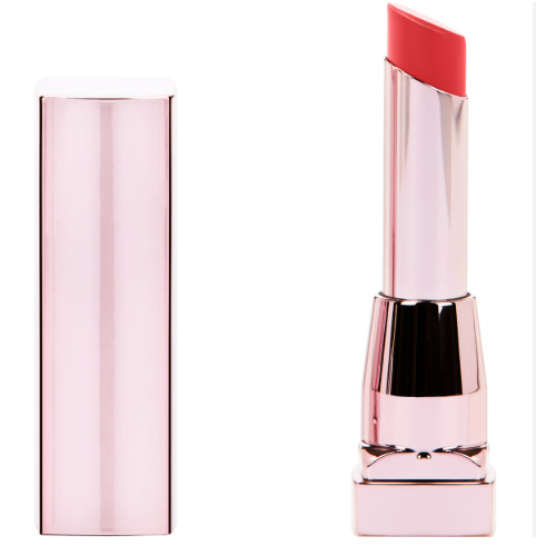 Maybelline Color Sensational Shine Lipstick in 85 Pink Fetish with a creamy formula, vibrant pink color, and radiant glossy finish.