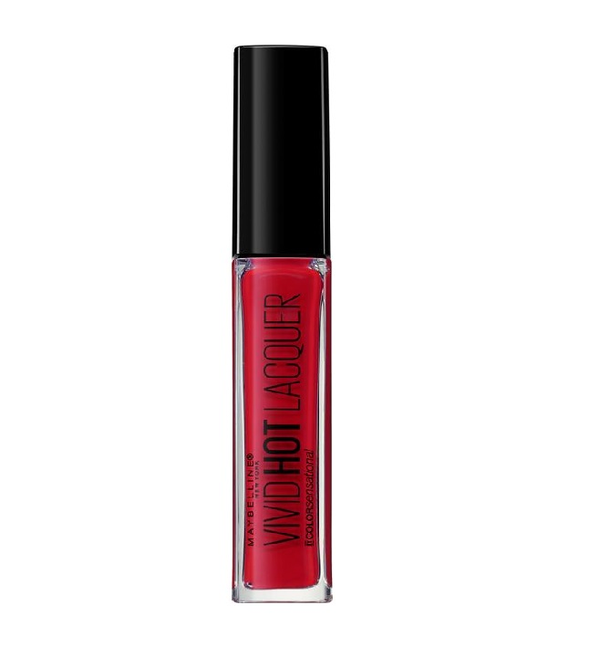 Maybelline Vivid Hot Lacquer Lipstick in 70 So Hot with a bold liquid formula, vivid color, and high-shine glossy lacquer finish.