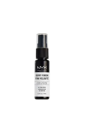 NYX Cosmetics Dewy Finish spray bottle on a white background