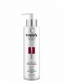 Capixy Anti Hair Loss Shampoo 250ml displayed clearly, highlighting the product packaging, name, size, and sulfate-free formula.