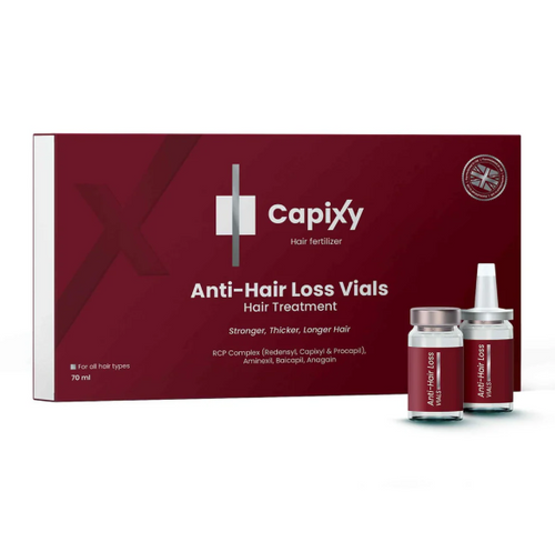 Capixy Anti Hair Loss Vials 70ml Intensive Hair & Scalp Treatment displayed as a set of treatment vials, featuring a concentrated formula for targeted hair and scalp care.