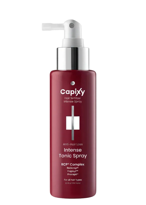 Capixy Intense Tonic Spray 125ml displayed clearly, highlighting the product packaging, name, size, and advanced hair growth care purpose.