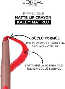 L'Oréal Infallible Caramels Lip Crayon in 105 Sweet and Salty delivering comfortable wear with highly pigmented color.