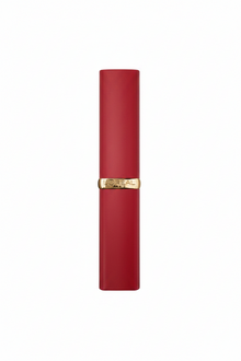 L'Oréal Color Riche Matte Lipstick in shade 300 Rouge Confident with rich red color and a velvety matte finish.