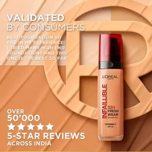 L'Oréal Infaillible 32H Fresh Wear Foundation 160 Rose Linen delivering an even-looking complexion with comfortable all-day wear.