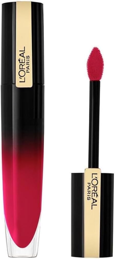 L’Oréal Paris Brilliant Signature Lip Gloss in shade 308 Be Demanding displayed in its tube, featuring a lightweight lip color with a glossy, high-shine finish.