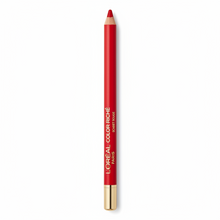 L'Oréal Paris Color Riche Lip Liner Couture in shade 461 Scarlet Rouge shown with the pencil tip exposed, highlighting its precise application and creamy formula.