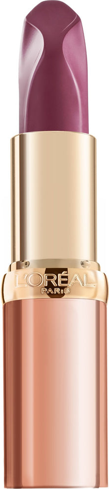 L'Oréal Paris Colour Riche Nude Intense Lipstick in shade 183 Exuberant shown opened, highlighting the lipstick bullet and its smooth, creamy texture for effortless application.
