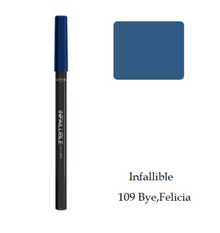 Swatch of L'Oréal Paris Infaillible Longwear Lip Liner in shade 109 Blue Blood showcasing its deep burgundy-red color, creamy texture, and rich pigmentation.
