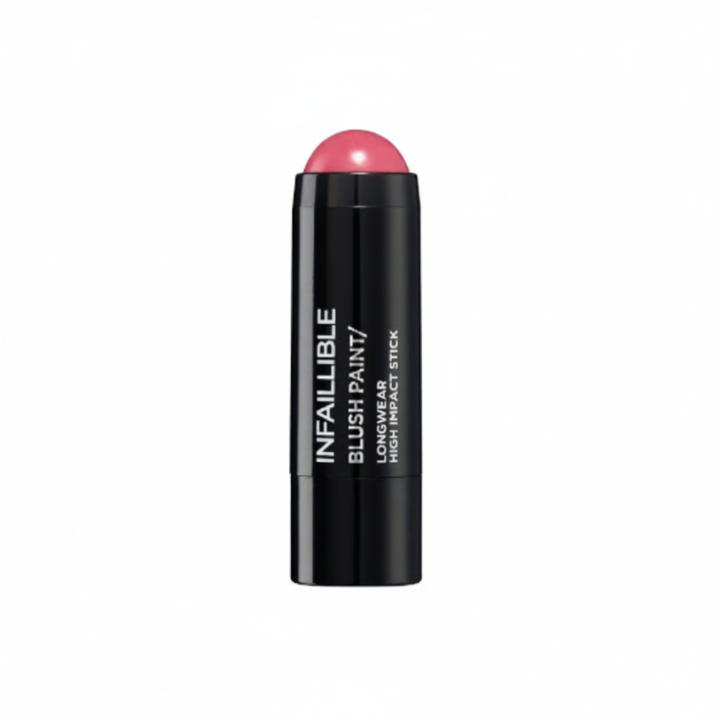 L'Oréal Paris Infallible Blush Paint Stick in shade 103 Fuchsia War displayed in its stick packaging, featuring a creamy blush formula with vibrant color payoff.