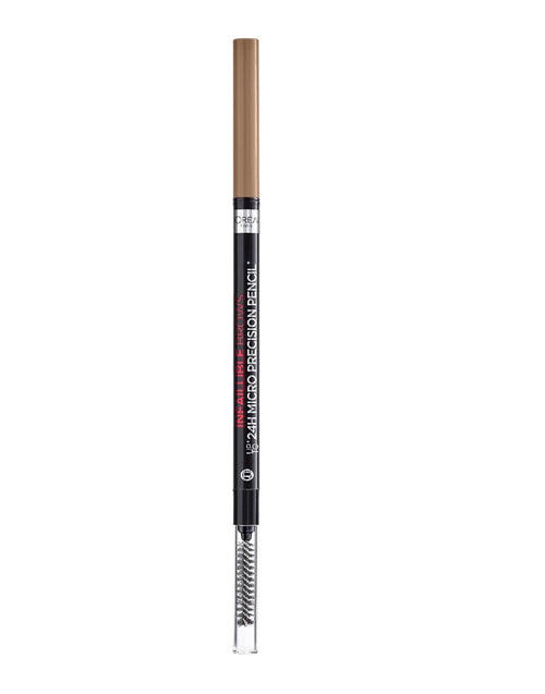 L'Oréal Paris Infallible Brows 24H Micro Precision Pencil in shade 7.0 Blonde displayed as an eyebrow pencil, featuring an ultra-fine tip for precise, natural-looking brow definition.