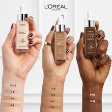 L'Oréal True Match Serum in 10–12 Very Deep providing lightweight, buildable coverage with a luminous finish.