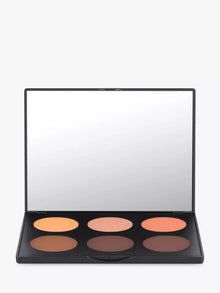 Swatches of the MAC Studio Fix Sculpt & Shape Contour Palette in Medium Dark/Dark showcasing the range of contour and highlight shades with smooth, blendable pigmentation.