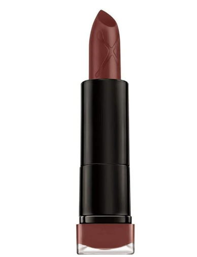 Max Factor Colour Elixir Lipstick in shade Velvet Mauve displayed in its lipstick bullet, featuring a creamy formula with rich color payoff and a smooth finish.