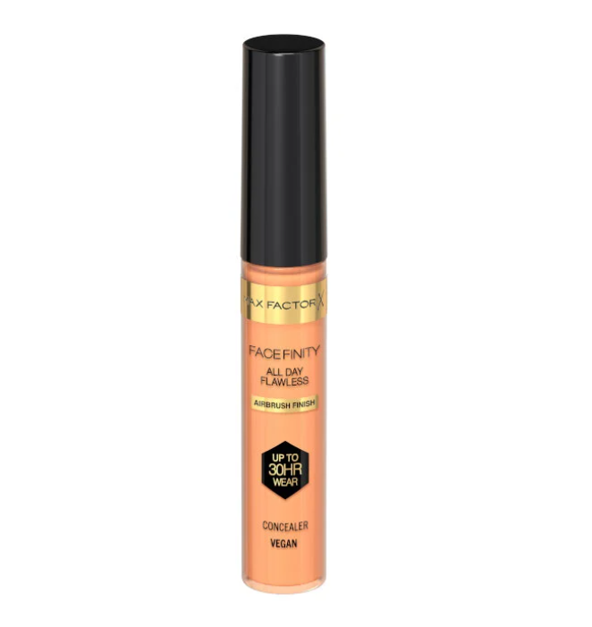 Max Factor Facefinity All Day Flawless Concealer in shade 050 with lightweight, full coverage and a natural matte finish.