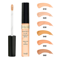 Max Factor Facefinity All Day Flawless Concealer 010 featuring a long-lasting, blendable formula to conceal dark circles and blemishes.