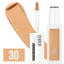 Maybelline Super Stay Active Wear Concealer in 30 Honey providing buildable coverage for dark circles and imperfections.