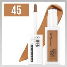 Maybelline Super Stay Active Wear Concealer in 45 Tan providing full, blendable coverage with comfortable all-day wear.