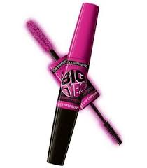 Close-up of the dual brush design of Maybelline Big Eyes Mascara in shade Black, showcasing the applicators for enhanced lash definition and separation.