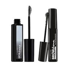 Close-up of Maybelline Brow Drama Sculpting Brow Mascara in Transparent showcasing the sculpting brush applicator and clear lightweight brow gel.
