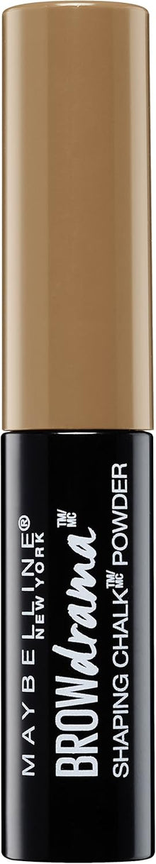 Maybelline Brow Drama Shaping Chalk Powder in shade Blonde displayed in its signature packaging with a powder-based brow formula for smooth, controlled application.