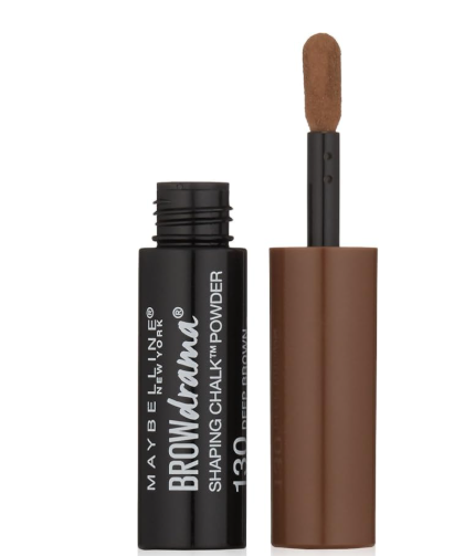 Maybelline Brow Drama Shaping Chalk Powder in Deep Brown featuring a powder brow pencil designed for soft, natural-looking brow definition and shaping.