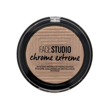 Maybelline Chrome Extreme Intense Metallic Highlighter in shade 300 Sandstone Shimmer with an ultra-reflective powder formula and intense metallic glow.