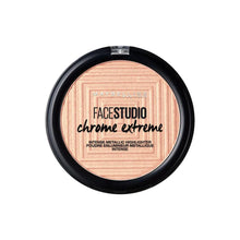 Maybelline Chrome Extreme Intense Metallic Highlighter in shade 350 Molten Rose Gold with an ultra-reflective powder formula and intense metallic glow.