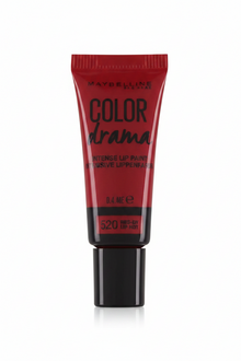 Maybelline Color Drama Intense Lip Paint in shade 520 Red-dy Or Not displayed in its squeeze tube, featuring a creamy lip color with bold pigmentation and a smooth finish.