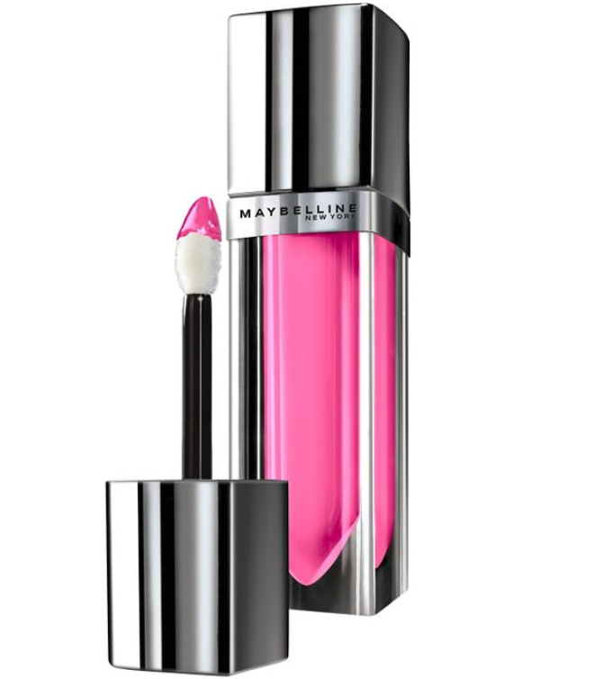Maybelline Color Sensational Elixir Lip Gloss in shade 110 Hibiscus Haven shown with its applicator, highlighting the precise wand and smooth gloss formula.
