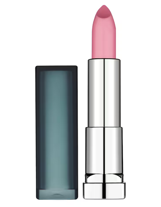 Maybelline Color Sensational Matte Lipstick in shade 942 Blushing Pout displayed in its lipstick bullet, featuring a richly pigmented matte formula with a soft rosy nude color.