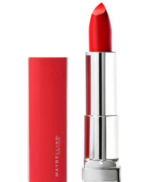 Maybelline Color Sensational Matte Lipstick in shade 382 Red For Me with a bold red matte finish.