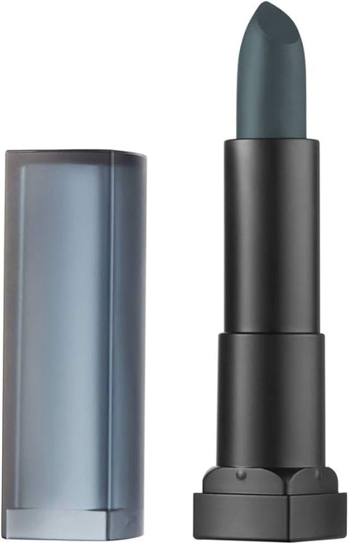 Maybelline Color Sensational Powder Matte Lipstick in shade 45 Smoky Jade displayed in its lipstick bullet, featuring a powder matte finish and smooth, richly pigmented formula.