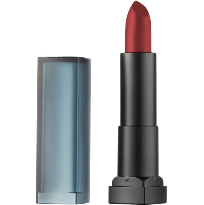 Maybelline Color Sensational Powder Matte Lipstick displayed in its lipstick bullet, featuring a richly pigmented lipstick with a soft powder matte finish.