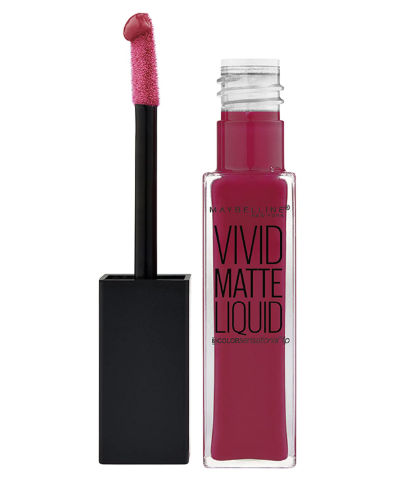 Maybelline Color Sensational Vivid Matte Liquid Lipstick in shade 40 Berry Boost displayed in its sleek tube, featuring a creamy liquid formula with a vivid matte finish.
