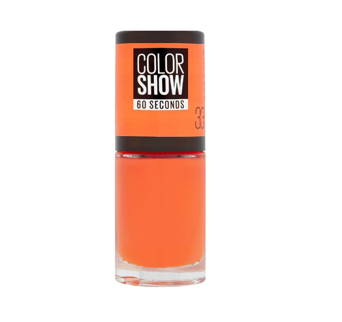 Maybelline Color Show Nail Polish in shade 33 Lux Lobster with a smooth formula and a glossy, long-lasting finish.
