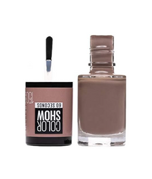 Maybelline Color Show Nail Polish shade 150 Mauve Kiss delivering soft mauve color with a high-shine, chip-resistant finish.