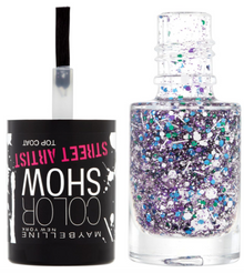 Maybelline Color Show Nail Polish shade 02 White Splatter delivering a decorative white speckled effect with a smooth, easy-to-apply formula.