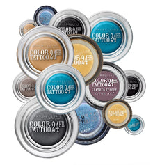 Close-up of Maybelline Color Tattoo 24HR Eyeshadow in 55 Immortal Charcoal highlighting its creamy gel texture and smooth, even color application.