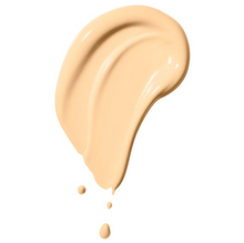 Maybelline Dream Satin Liquid Foundation in shade 003 True Ivory shown with the bottle open, highlighting the liquid formula for smooth and even foundation application.