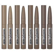 Maybelline Eyebrow Pomade Crayon in shade 02 Soft Brown displayed in its signature pencil packaging with a creamy pomade formula for defined brows.