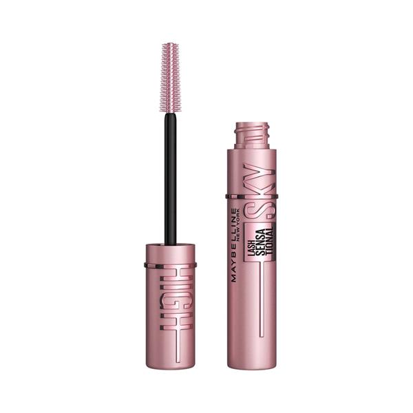 Maybelline Lash Sensational Sky High Mascara displayed in its tube, featuring a lengthening and volumizing mascara for defined-looking lashes.