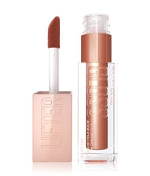 Maybelline Lifter Gloss Plumping Hydrating Lip Gloss with Hyaluronic Acid in shade 007 Amber with a glossy finish.