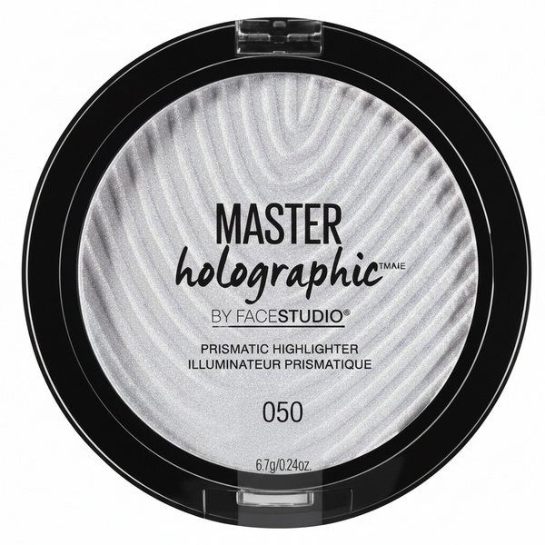 Maybelline Master Holographic Highlighter in shade 050 with a silky powder formula and radiant holographic glow.