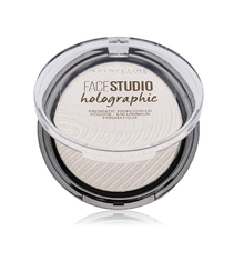 Maybelline Master Holographic Prismatic Highlighter in shade 50 with a silky powder formula and radiant holographic glow.
