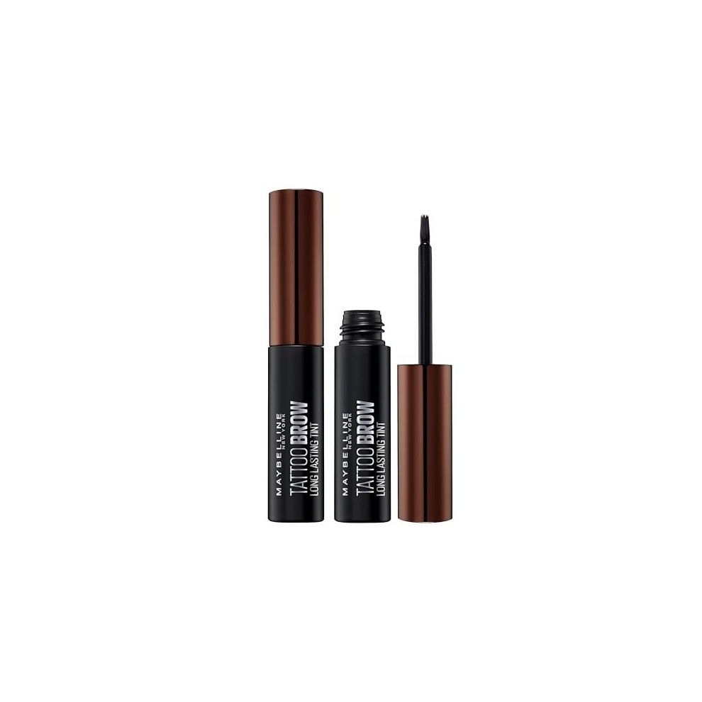 Maybelline New York Tattoo Brow Peel Off Eyebrow Gel Tint Duo Pack displayed with both gel tint tubes, featuring a long-lasting peel-off eyebrow tint for defined brows.