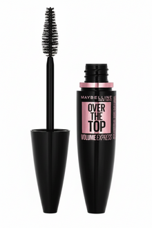 Maybelline Over The Top Volume Express Mascara in Black featuring a volumizing mascara with a full brush for bold, fuller-looking lashes and dramatic definition.