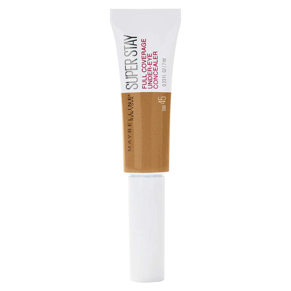Maybelline Super Stay Full Coverage Under-Eye Concealer in shade 45 Tan with full, long-lasting coverage and a natural matte finish.