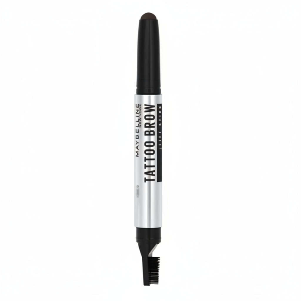 Maybelline Tattoo Brow Lift Stick in 05 Black Brown featuring a brow styling stick with a creamy formula for shaping, filling, and defining brows.